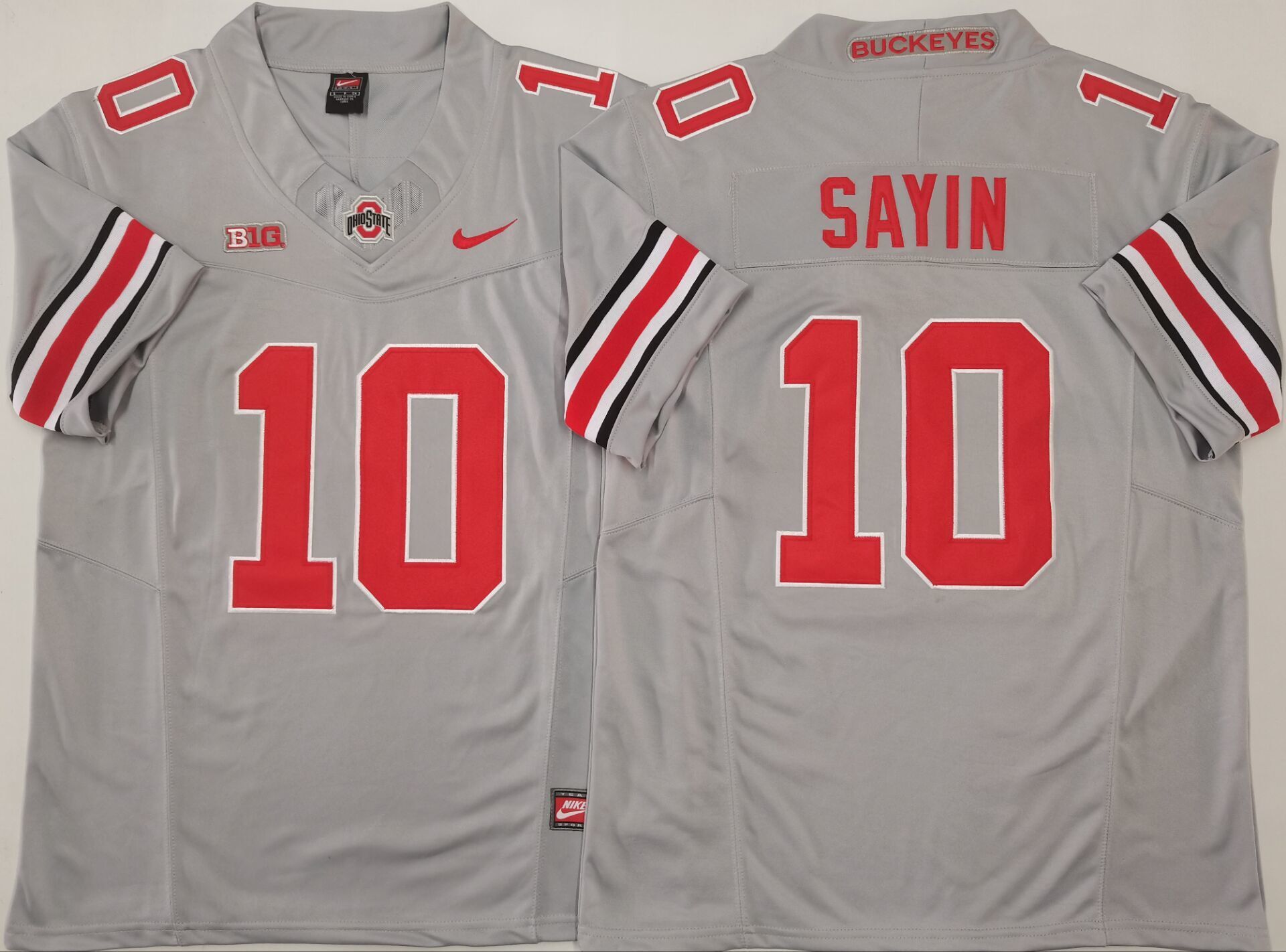 Men's Ohio State Buckeyes Julian Sayin #10 Gray Player Jersey sports jersey product view 1