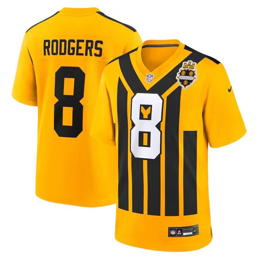 Men's Pittsburgh Steelers Aaron Rodgers Jersey - Retro Yellow-2 football jersey product view 1