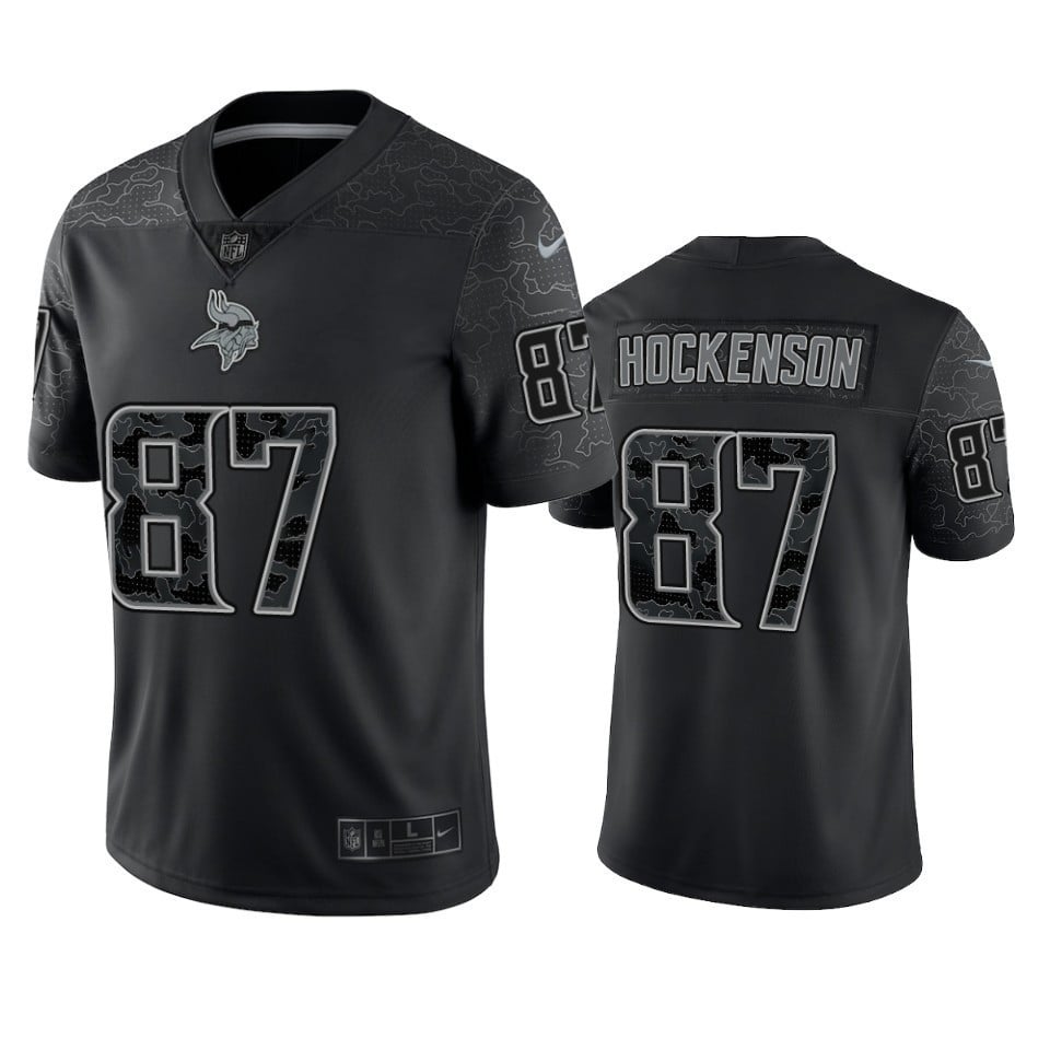T.J. Hockenson 87 Minnesota Vikings Black Reflective Limited Jersey - Men football jersey product view 1
