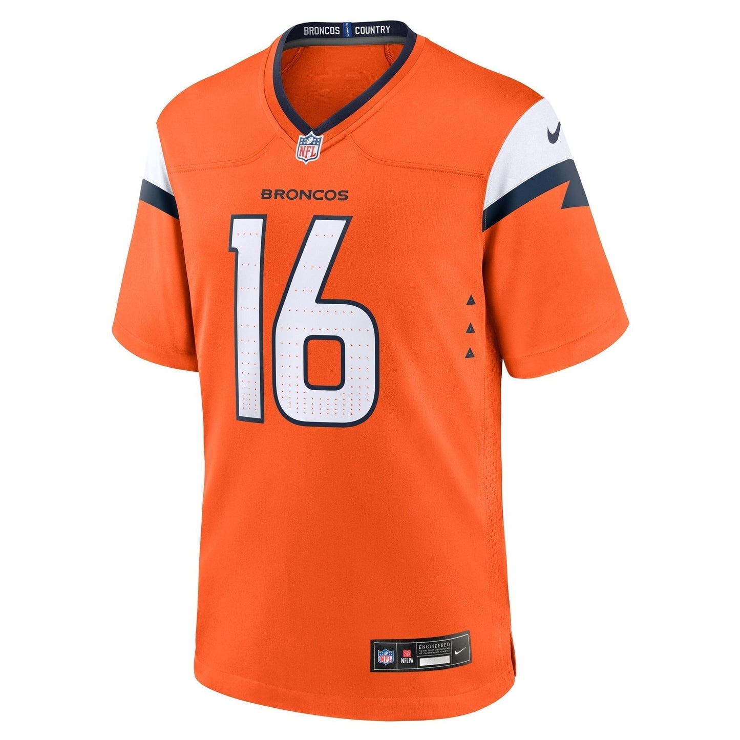 Troy Franklin Denver Broncos Team Game Jersey - Orange football jersey product view 2