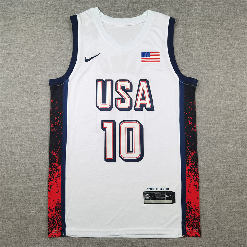 Men's 2024 USA Dream Team Jayson Tatum #10 White Authentic Player Jersey basketball jersey product view 1