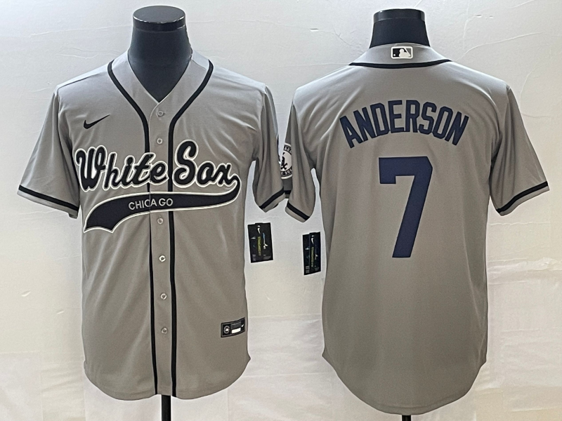 Men's Chicago White Sox Tim Anderson Gray Replica Player Jersey Joint Edition baseball jersey product view 1