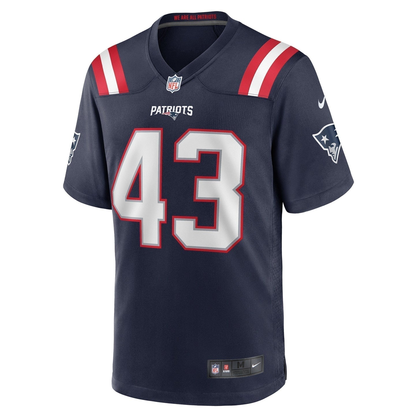 Calvin Munson New England Patriots Home Game Jersey - Navy football jersey product view 2