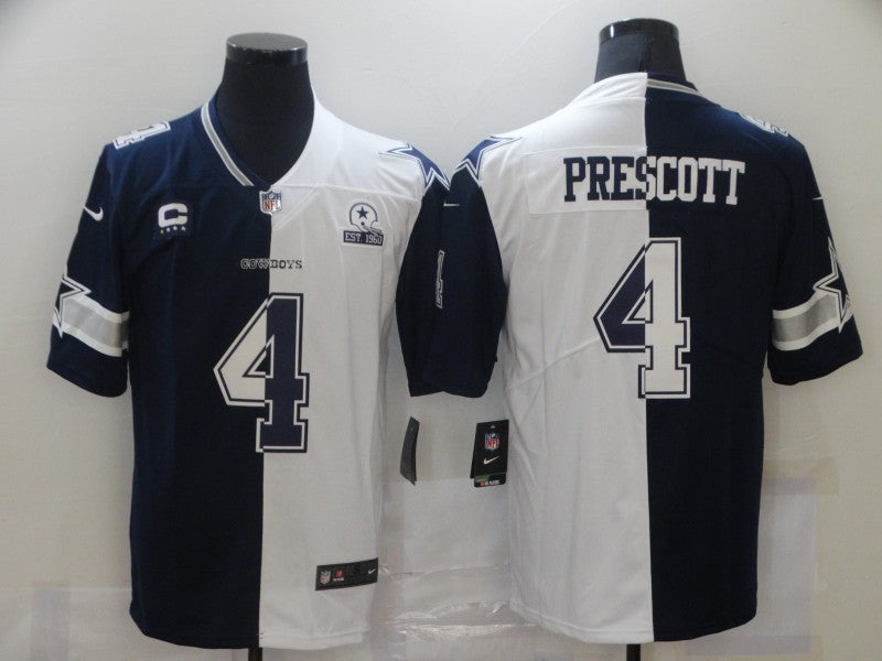 Men's Dallas Cowboys Dak Prescott Navy/White Game Jersey football jersey product view 1