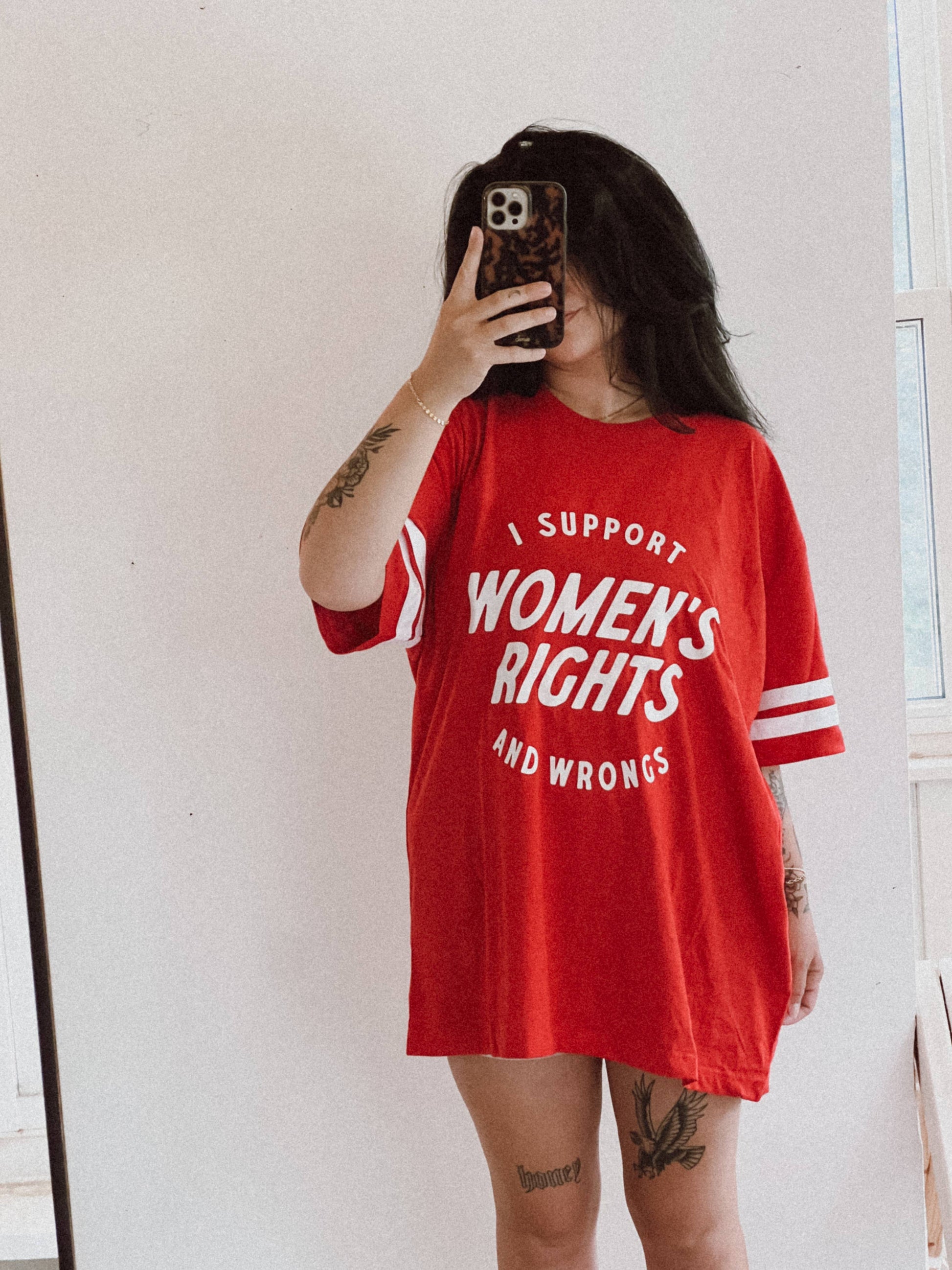I Support WomenS Rights Jersey T-Shirt - Red/White Unisex T-shirt, Sweatshirt, Hoodie, Long Sleeve Tee - T-Shirt, Sweatshirt, Hoodie