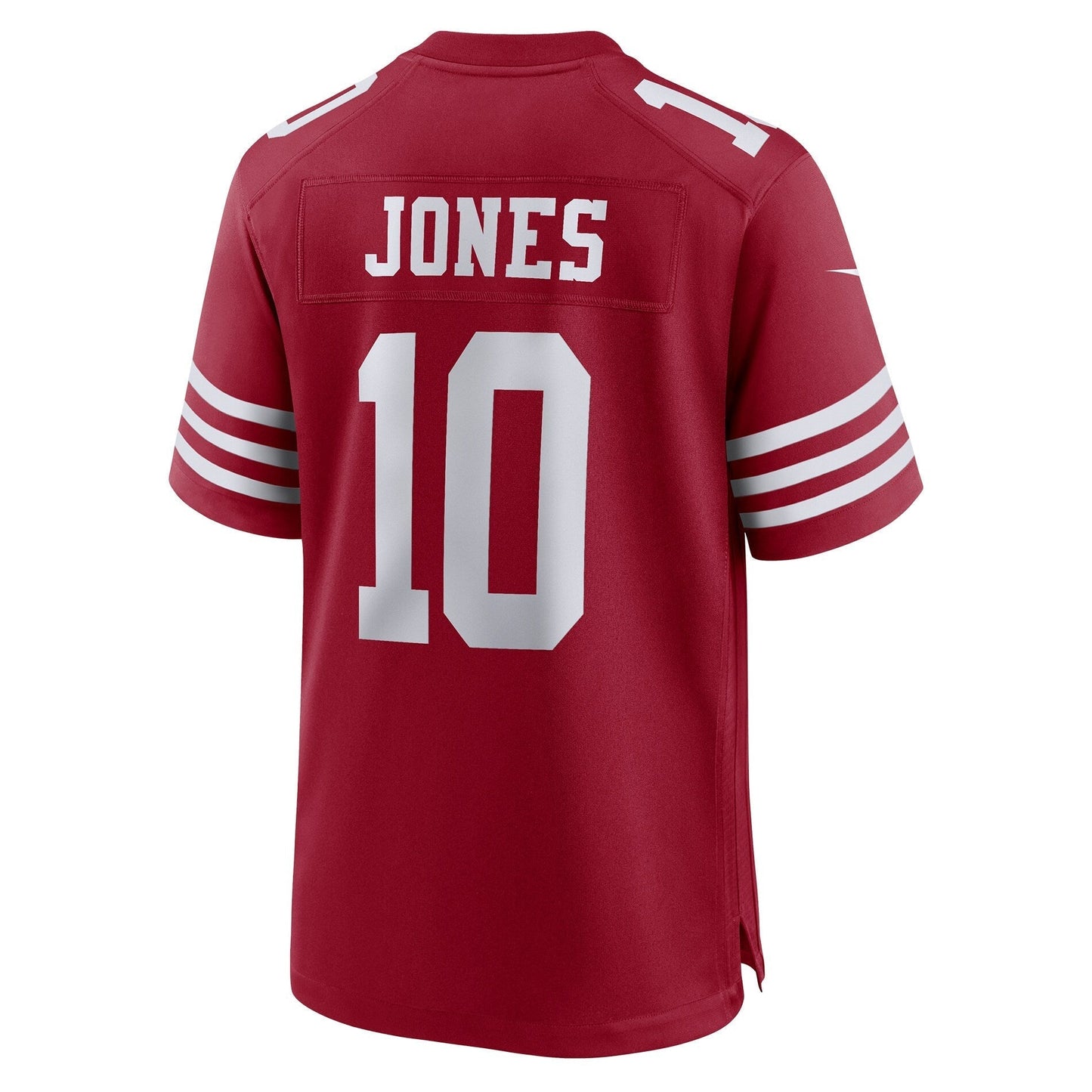 San Francisco 49ers Mac Jones Scarlet Team Game Jersey football jersey product view 2
