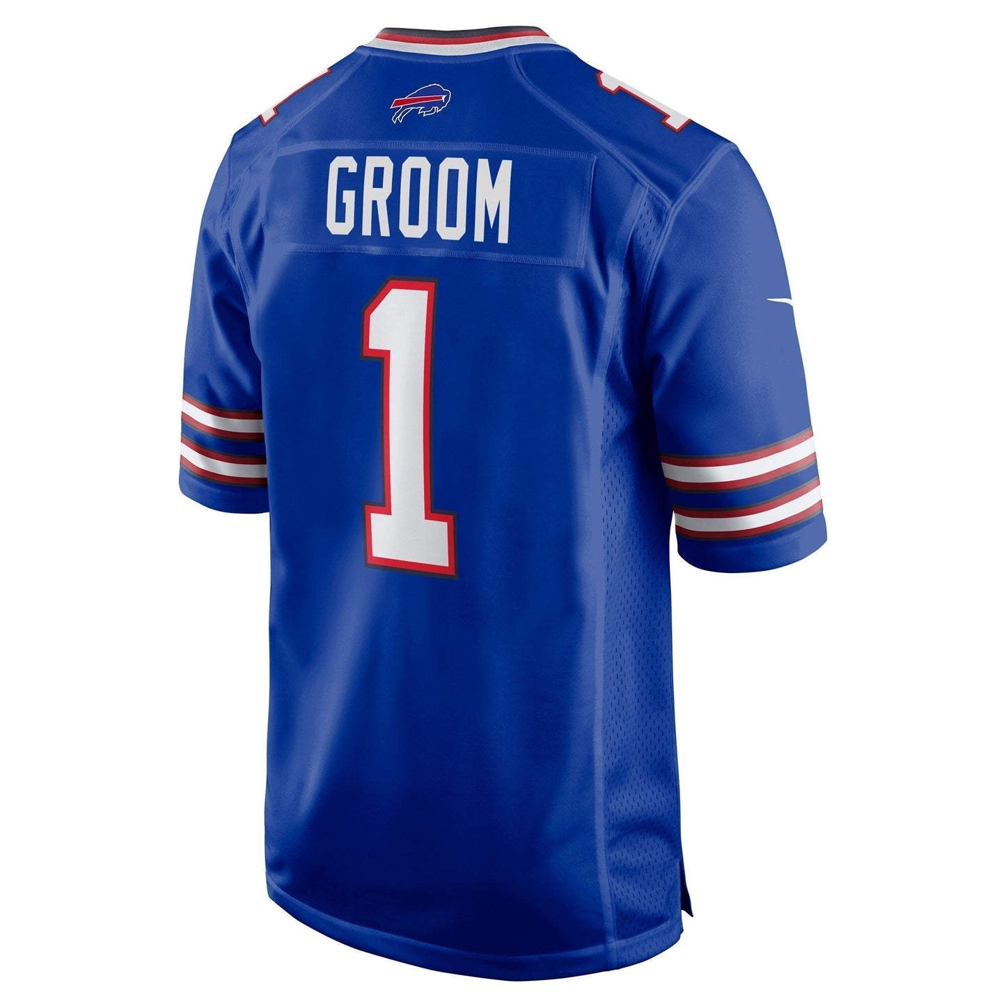 Number 1 Groom Buffalo Bills Game Jersey - Royal football jersey product view 3