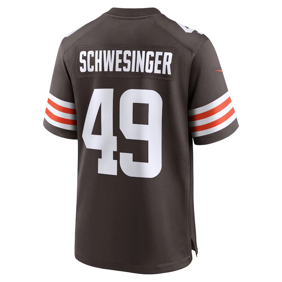 Cleveland Browns Carson Schwesinger Brown 2025 NFL Draft Game Jersey football jersey product view 3