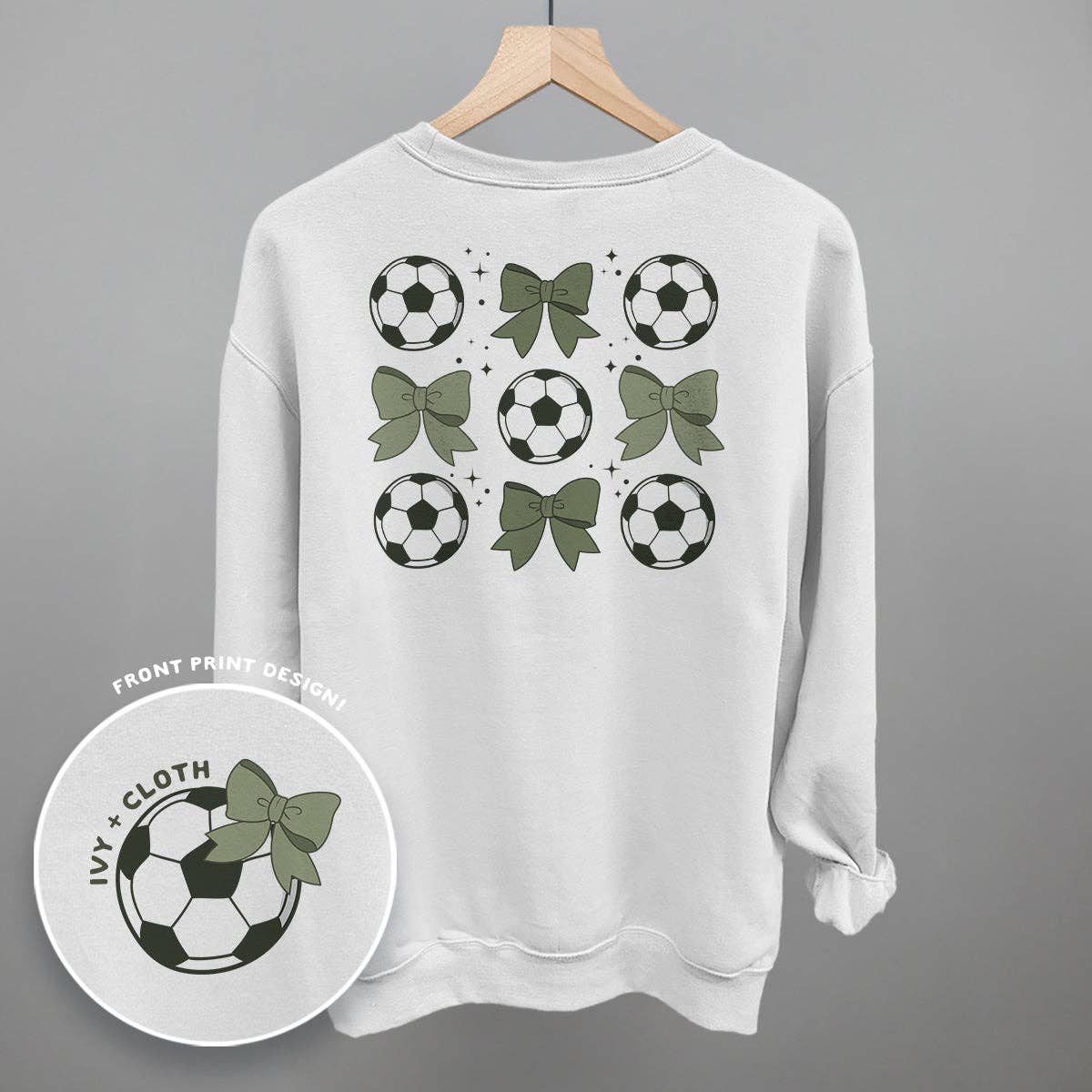 Soccer Balls and Bows (Back Print) Unisex T-shirt, Sweatshirt, Hoodie, Long Sleeve Tee - T-Shirt, Sweatshirt, Hoodie
