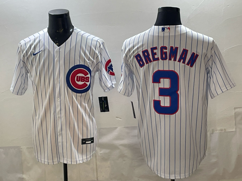 Men's Chicago Cubs Alex Bregman #3 White Home Replica Jersey baseball jersey product view 1
