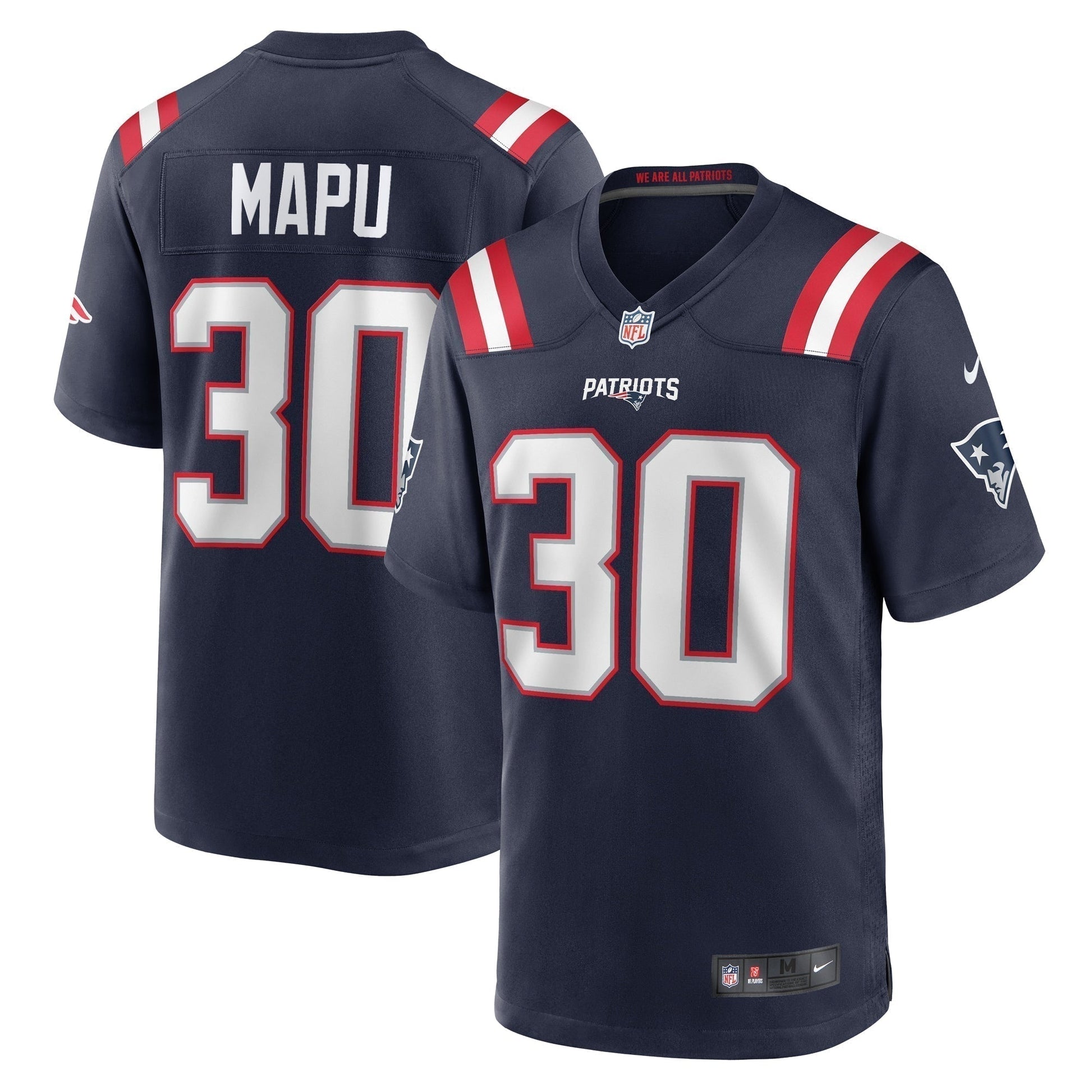 Marte Mapu New England Patriots Team Game Jersey - Navy football jersey product view 1