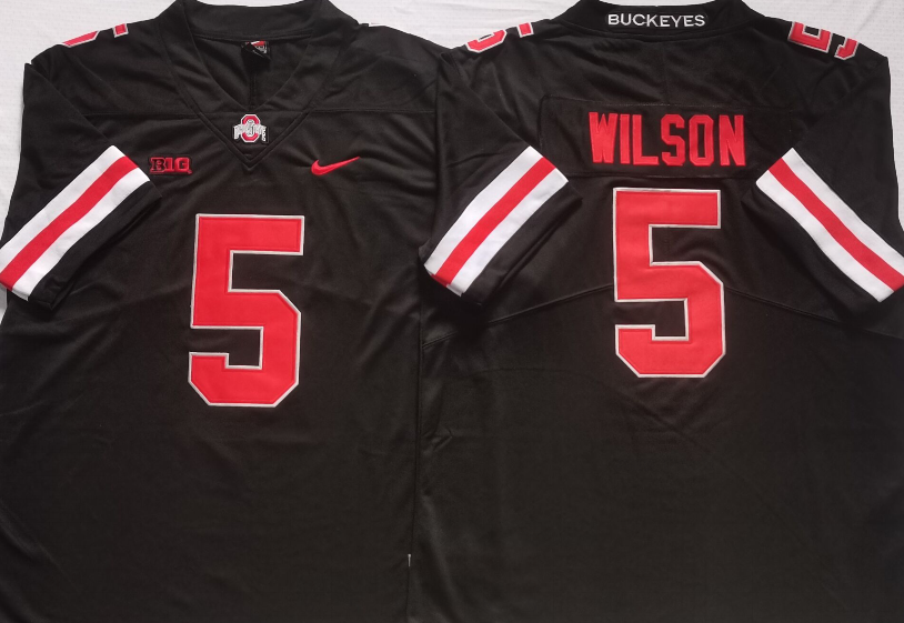 Men's Ohio State Buckeyes Garrett Wilson Black Player Game Jersey sports jersey product view 1