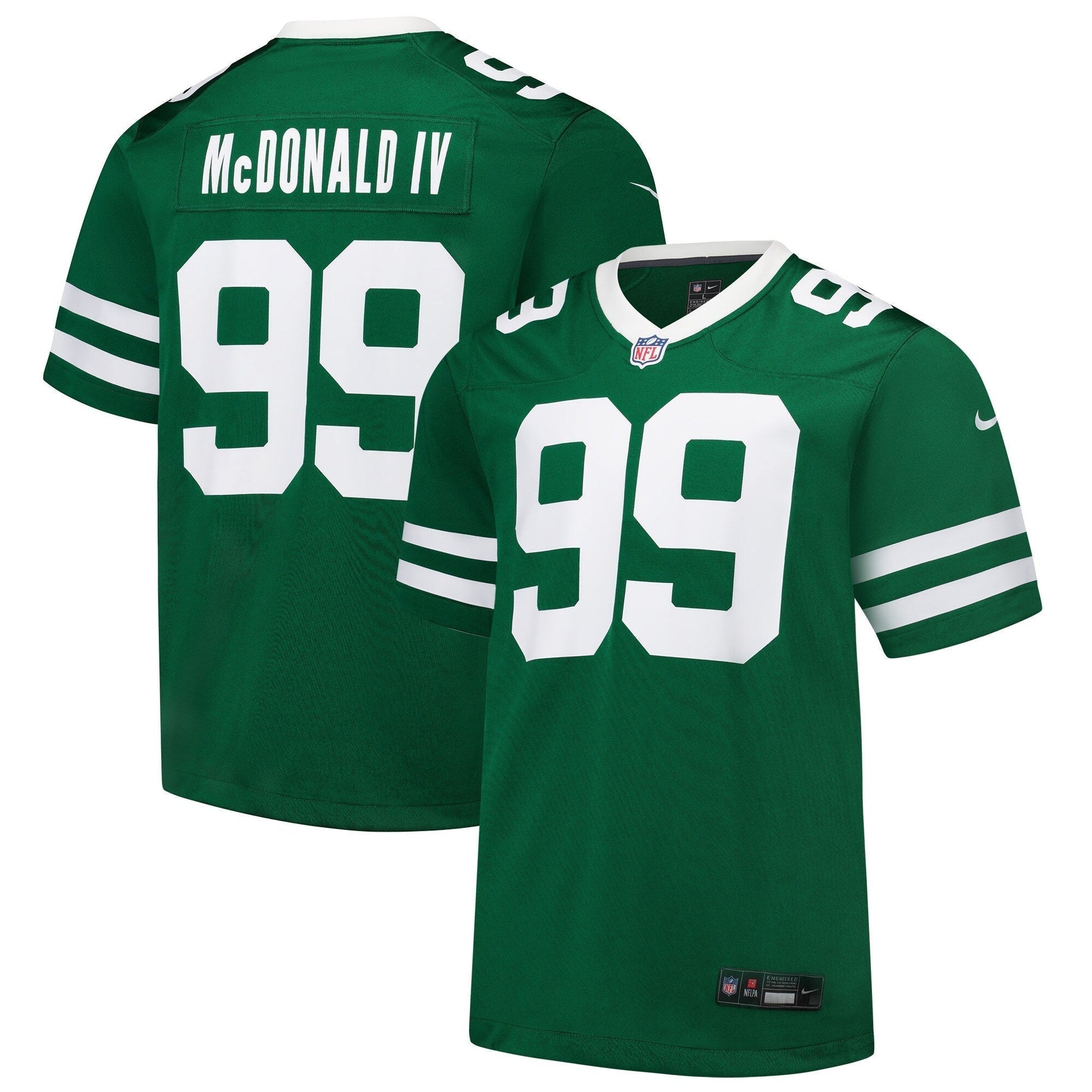 Will McDonald IV New York Jets Team Game Jersey - Legacy Green football jersey product view 1