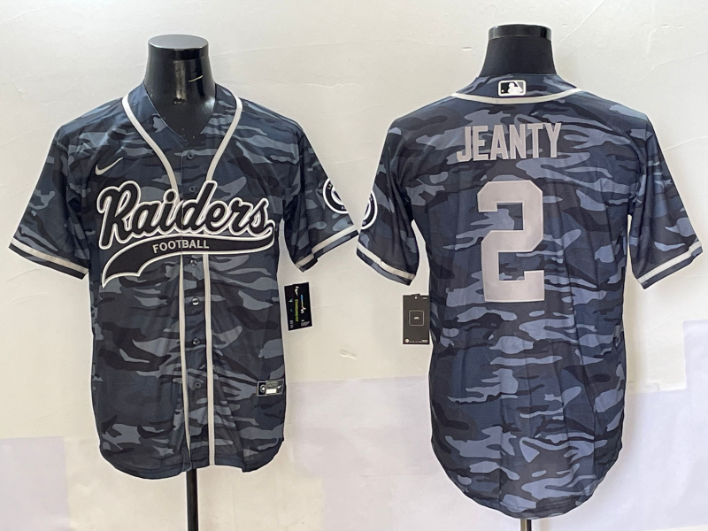 Men's Las Vegas Raiders Ashton Jeanty #2 Gray Camouflage Game Jersey football jersey product view 1