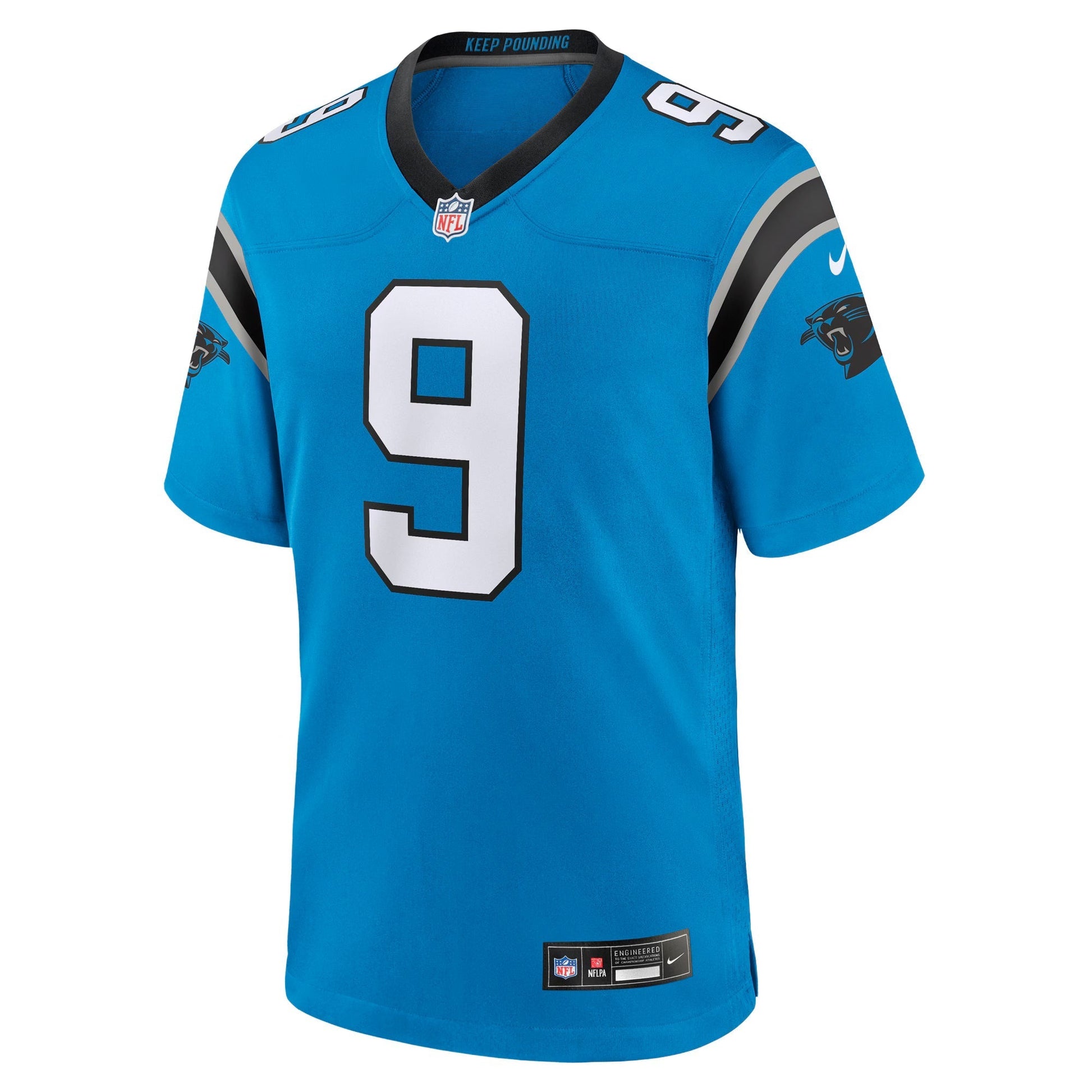 Carolina Panthers Bryce Young Blue Alternate Game Jersey football jersey product view 1