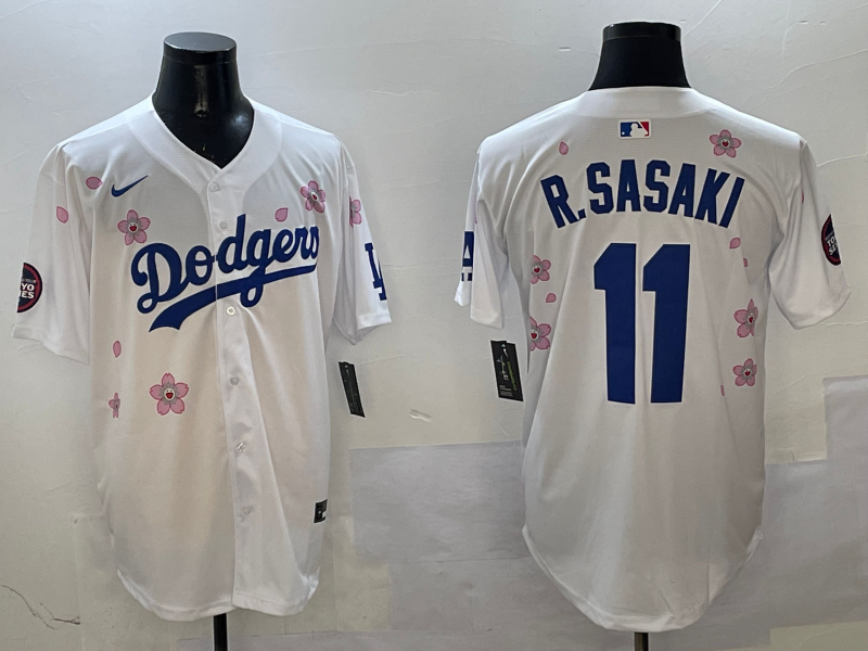 Men's Los Angeles Dodgers Roki Sasaki White Alternate Replica Player Jersey baseball jersey product view 1