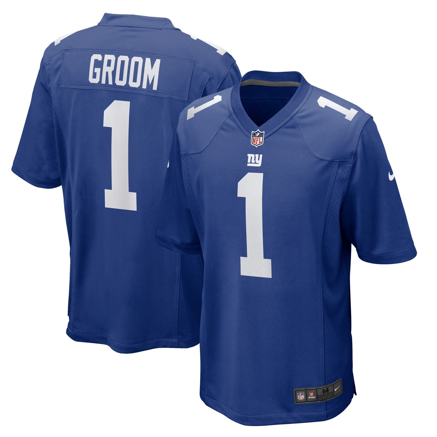 Number 1 Groom New York Giants Game Jersey - Royal football jersey product view 1