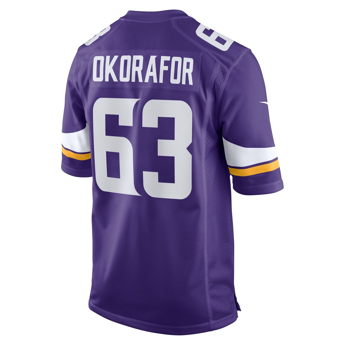 Chim Okorafor Minnesota Vikings Team Game Jersey - Purple football jersey product view 3