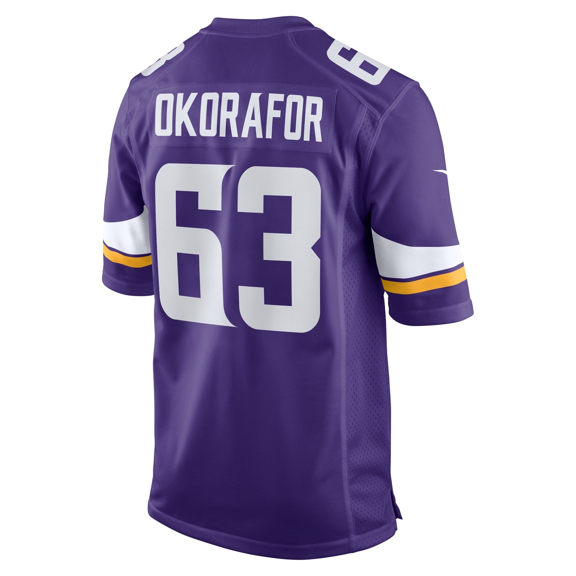 Chim Okorafor Minnesota Vikings Team Game Jersey - Purple football jersey product view 3