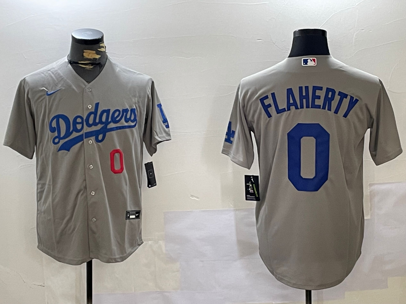 Men's Los Angeles Dodgers Jack Flaherty Gray Replica Player Jersey baseball jersey product view 1