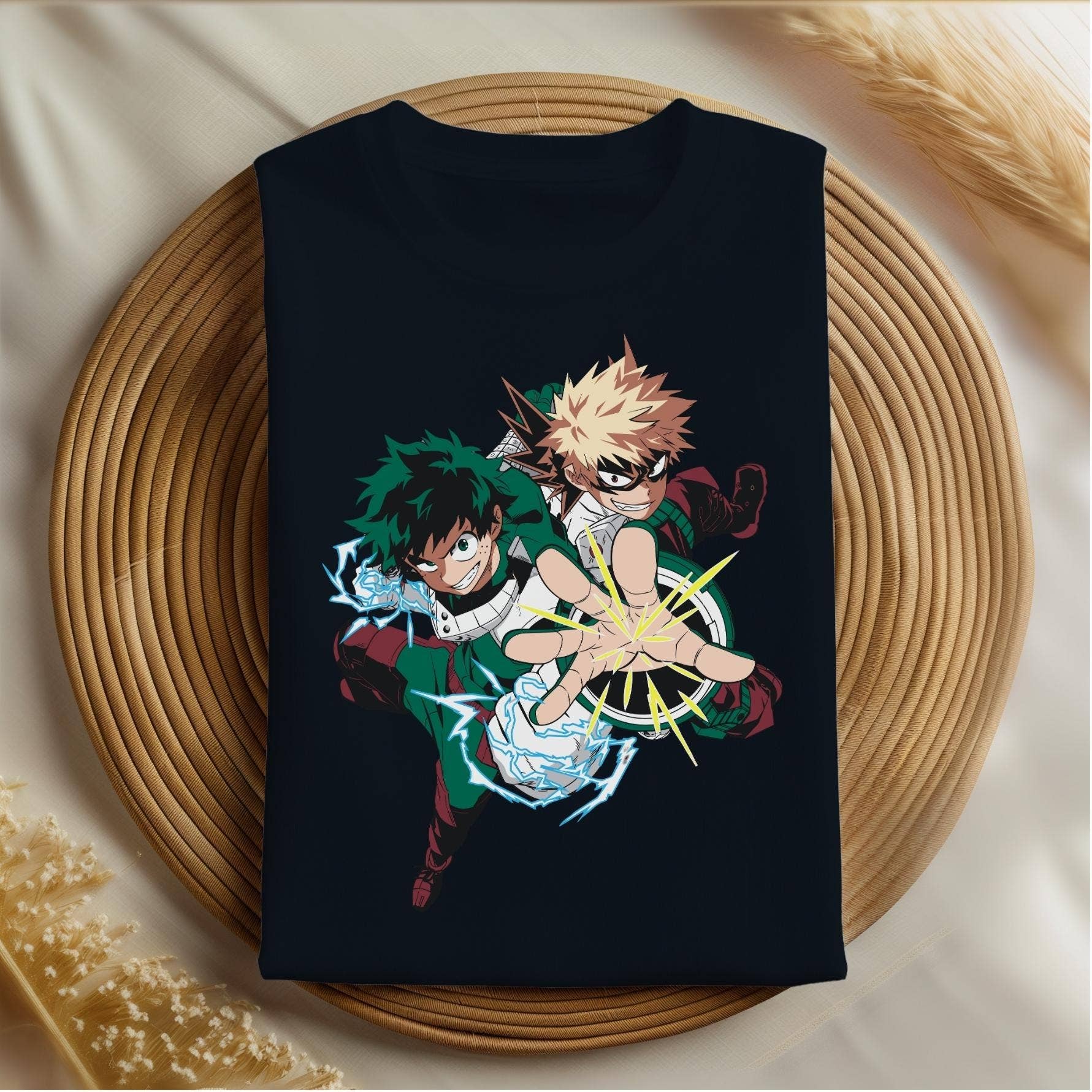 Mha Deku Graphic Tee Duo  Anime Gift, Harajuku Crewneck Unisex T-shirt, Sweatshirt, Hoodie, Long Sleeve Tee - T-Shirt, Sweatshirt, Hoodie
