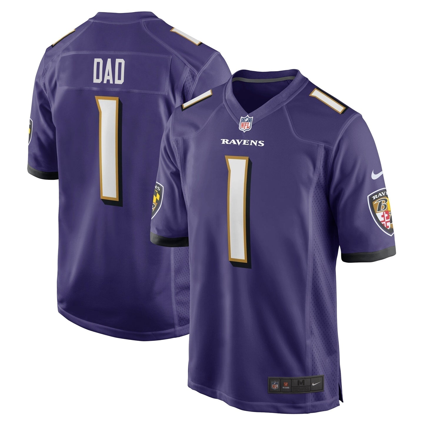Number 1 Dad Baltimore Ravens Game Jersey - Purple football jersey product view 1