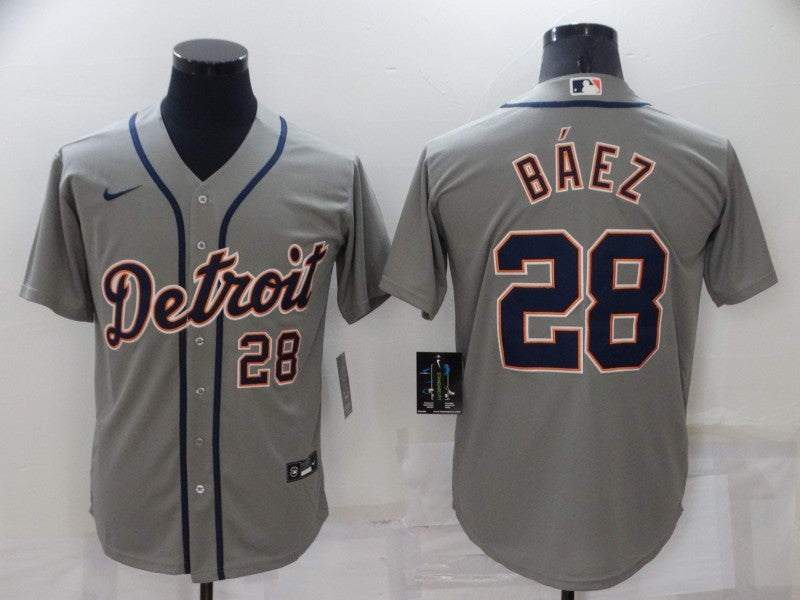Men's Detroit Tigers Javier Baez #28 Gray Replica Baseball Jersey1 baseball jersey product view 1