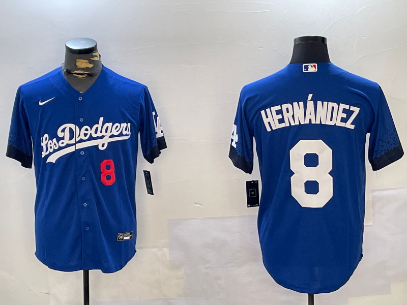 Men's Los Angeles Dodgers Enrique Hernandez #8 Royal City Connect Replica Game Jersey baseball jersey product view 1