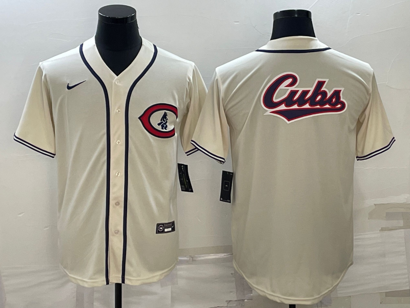 Men's Chicago Cubs Beige Alternate Replica Team Jersey baseball jersey product view 1