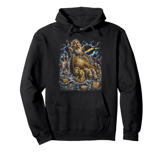 80S Noahs Ark Boat Streetwear Hoodie - Fun Novelty Design for Adults - T-Shirt, Sweatshirt, Hoodie