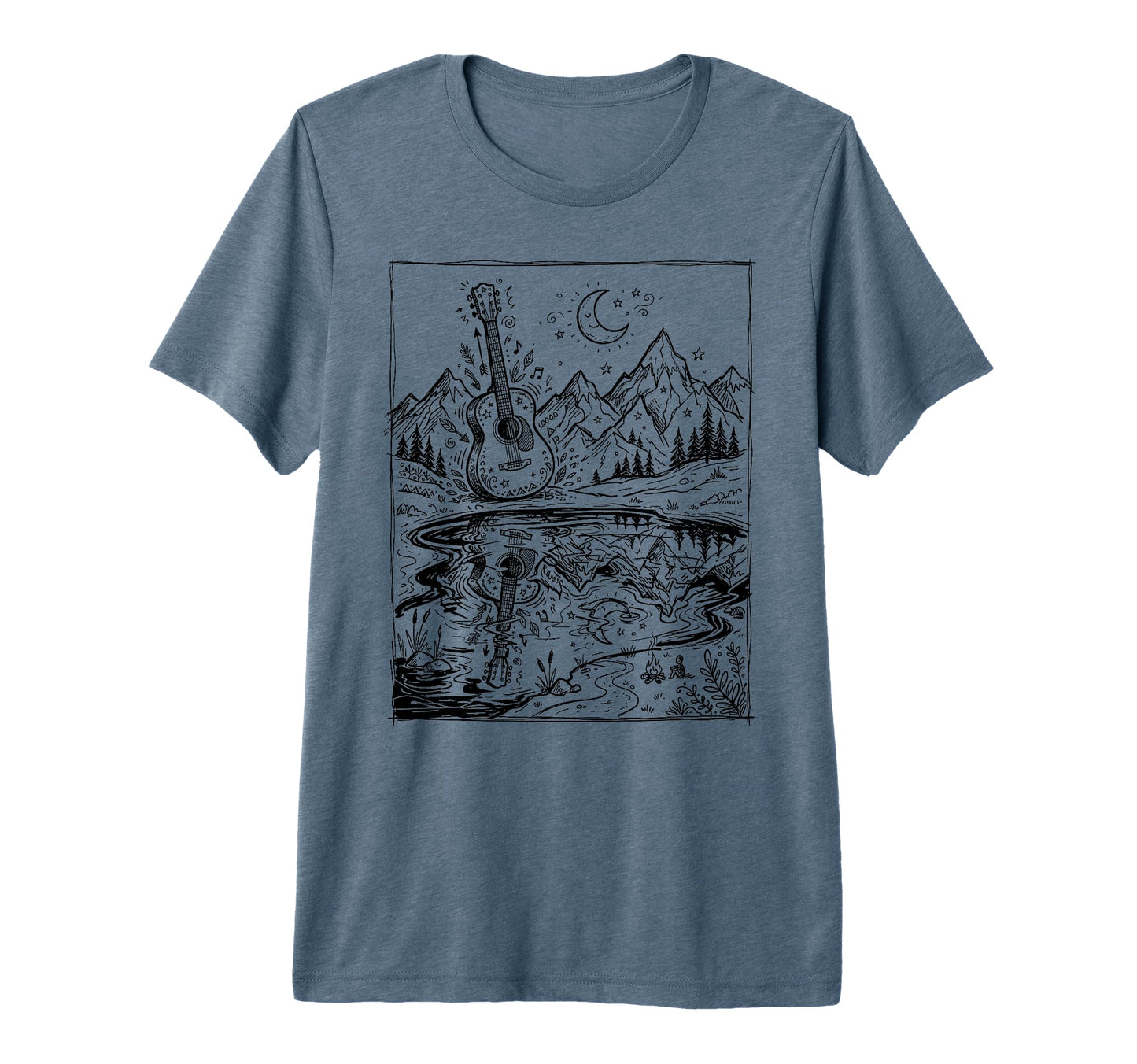 Guitar Lake Reflection Shadow T-Shirt - Casual Everyday Wear for Adults - T-Shirt, Sweatshirt, Hoodie