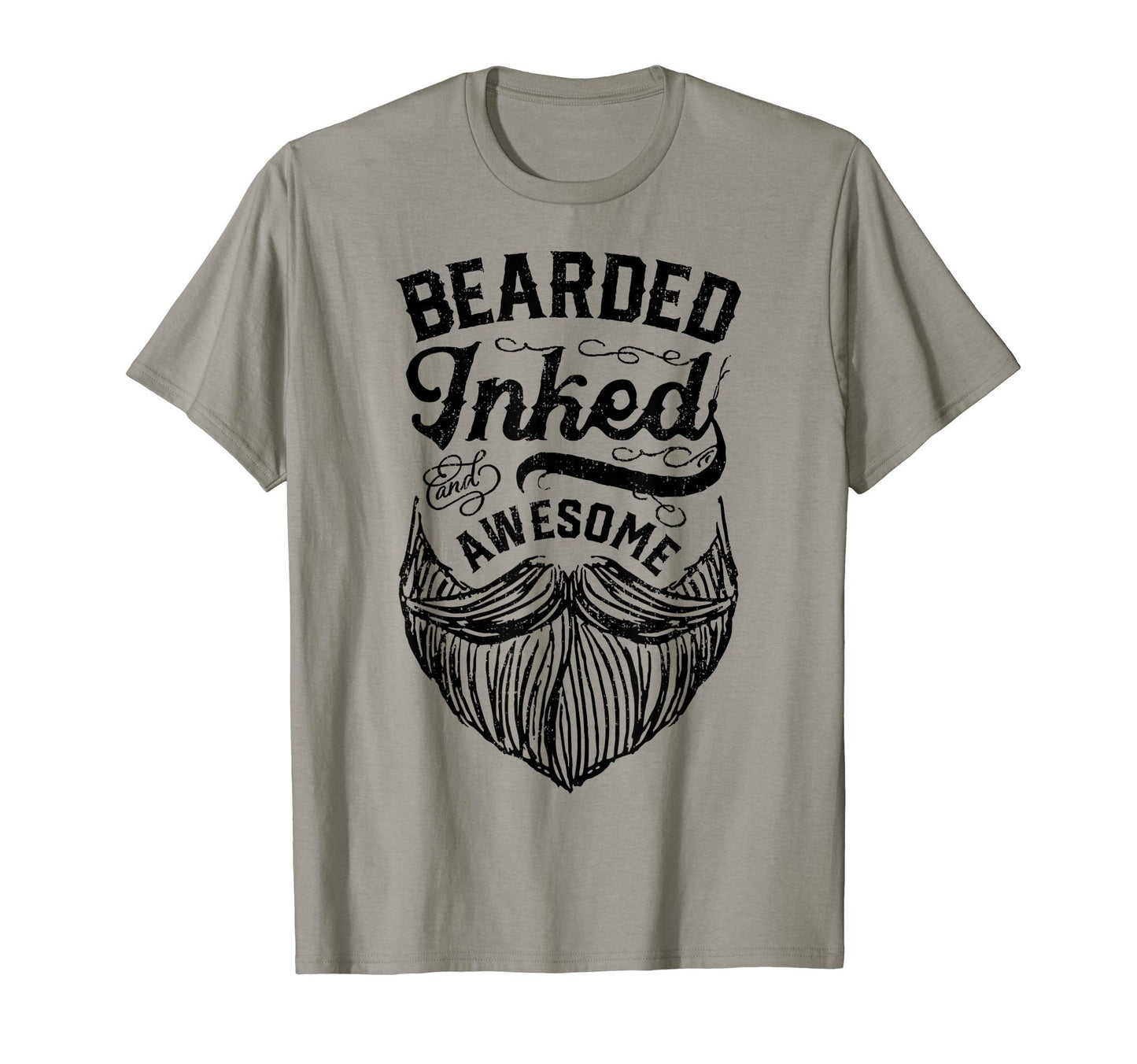 Bearded Inked And Awesome Beard Dad T-Shirt - Minimalist Print Unisex - T-Shirt, Sweatshirt, Hoodie