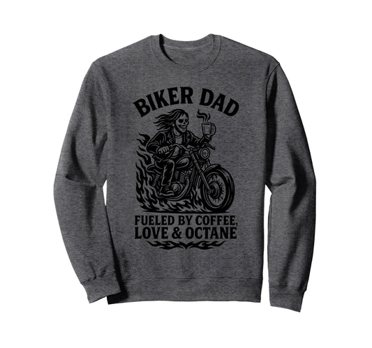 Biker Dad Motorcyle Funny Coffee Sweatshirt - Minimalist Print Unisex - T-Shirt, Sweatshirt, Hoodie