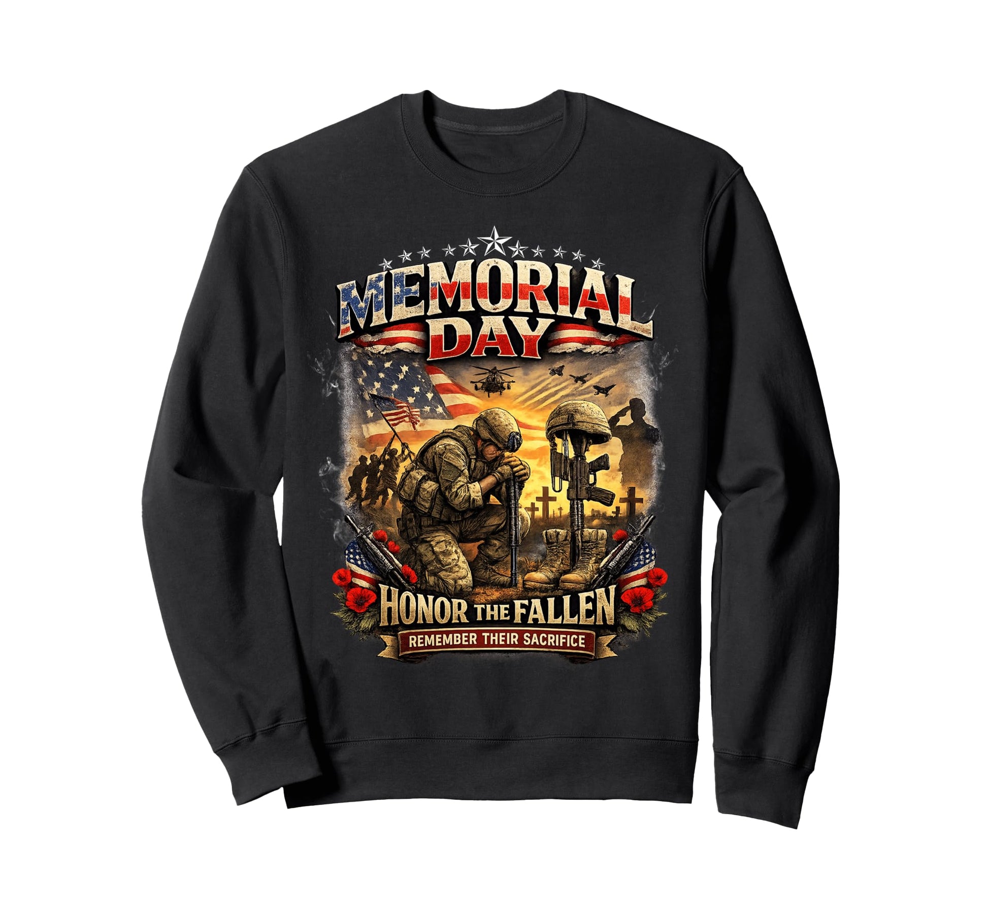 Memorial Day Honor Fallen Sweatshirt - Aesthetic Graphic Men Women - T-Shirt, Sweatshirt, Hoodie