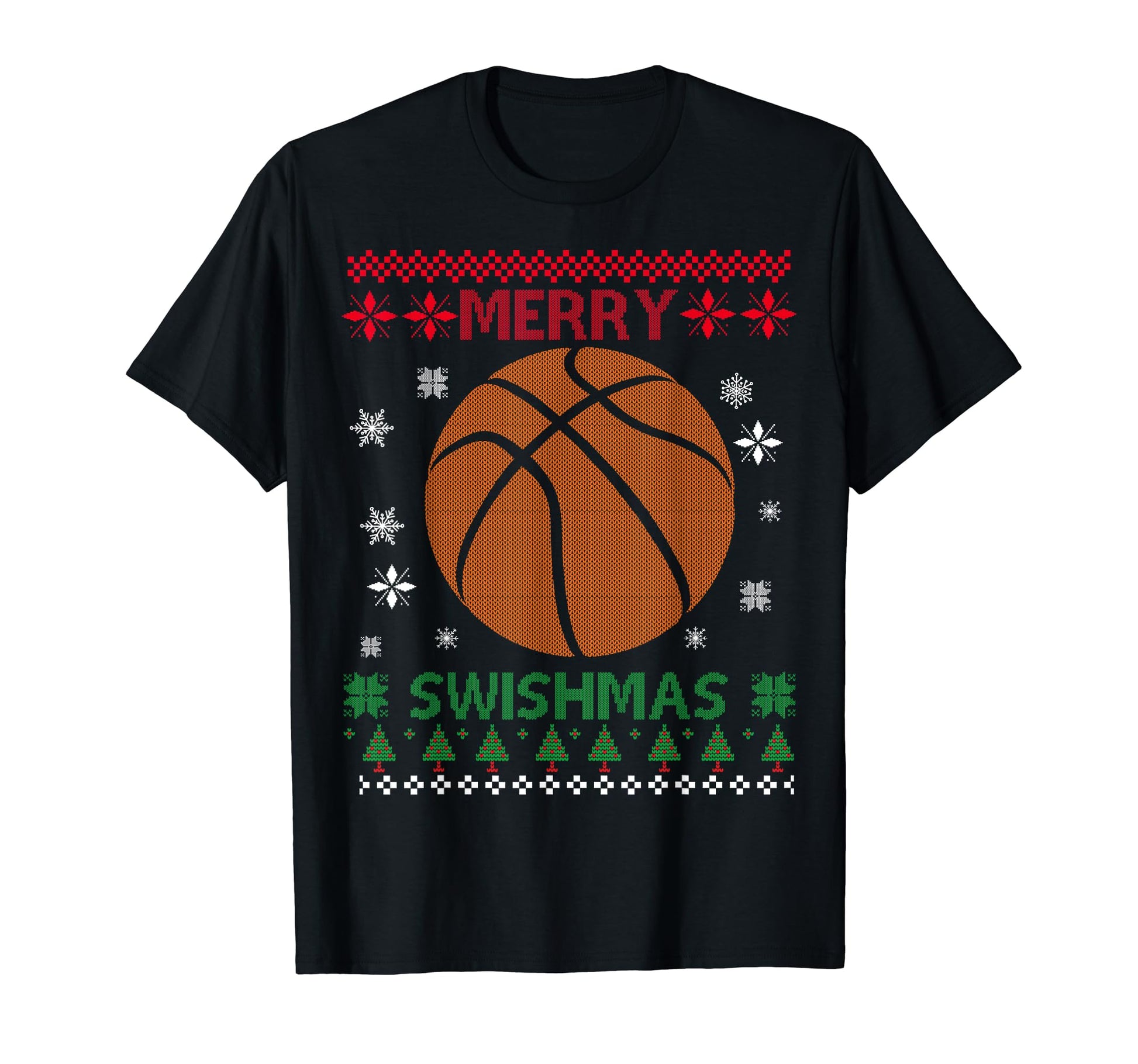 Merry Swishmas Basketball Dad Mom T-Shirt - Fun Novelty Design for Adults - T-Shirt, Sweatshirt, Hoodie