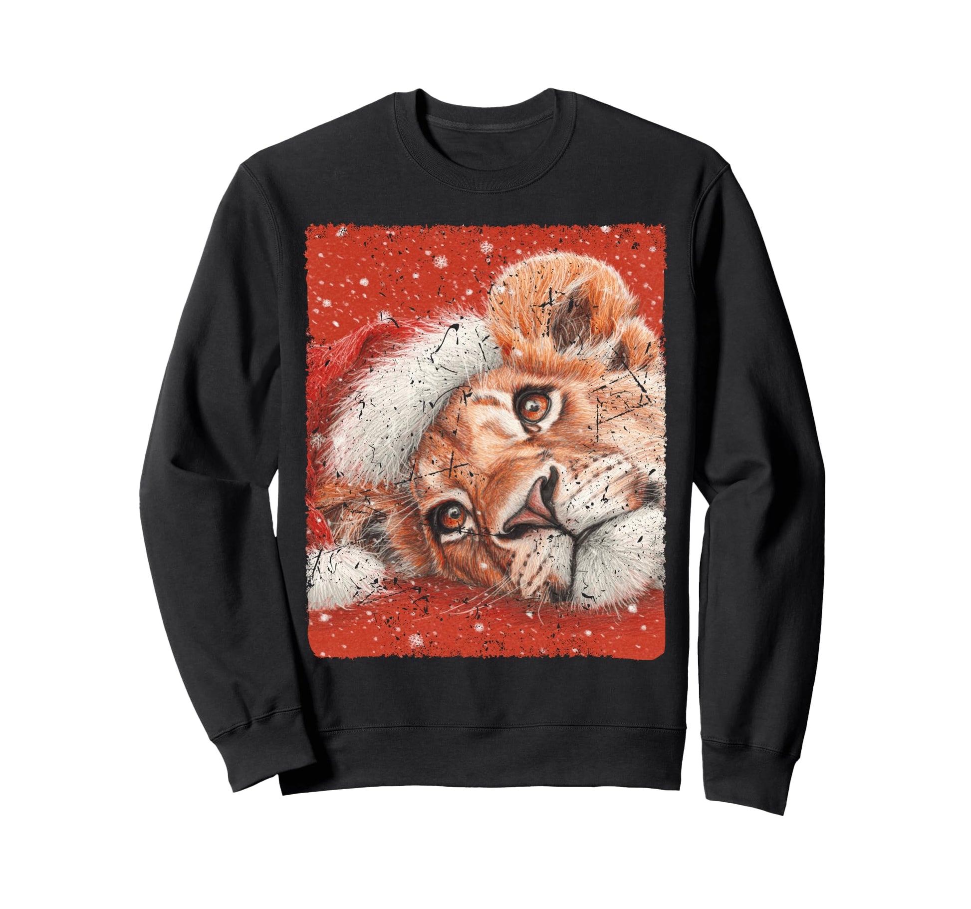 Pop Art Lion Winter Designer Sweatshirt - Custom Art Print Unisex - T-Shirt, Sweatshirt, Hoodie