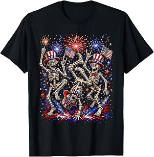 USA Fireworks Patriotic Dancing Skeletons 4th of July Gothic T-Shirt Unisex T-shirt, Sweatshirt, Hoodie, Long Sleeve Tee - T-Shirt, Sweatshirt, Hoodie