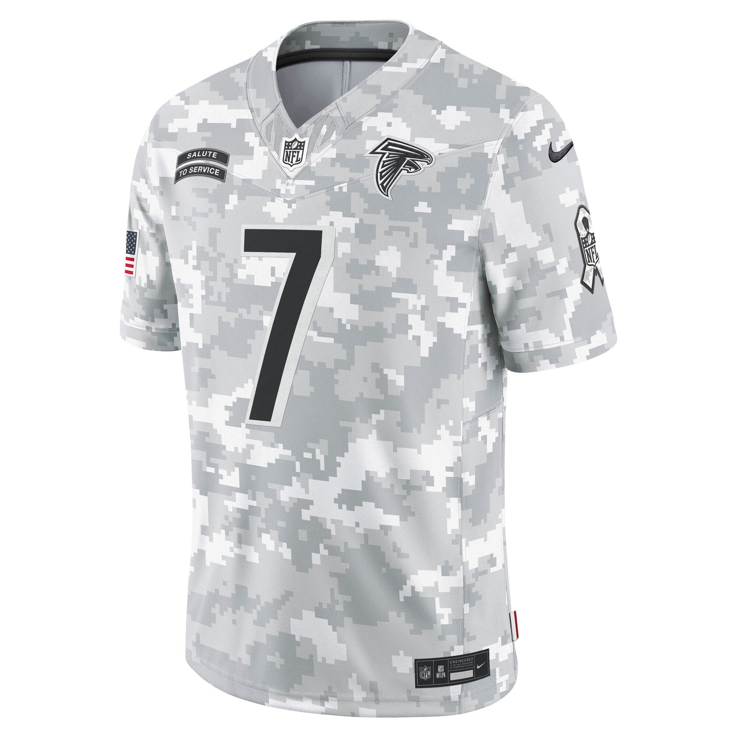 Bijan Robinson Atlanta Falcons 2024 Salute to Service Limited Jersey - Arctic Camo football jersey product view 2