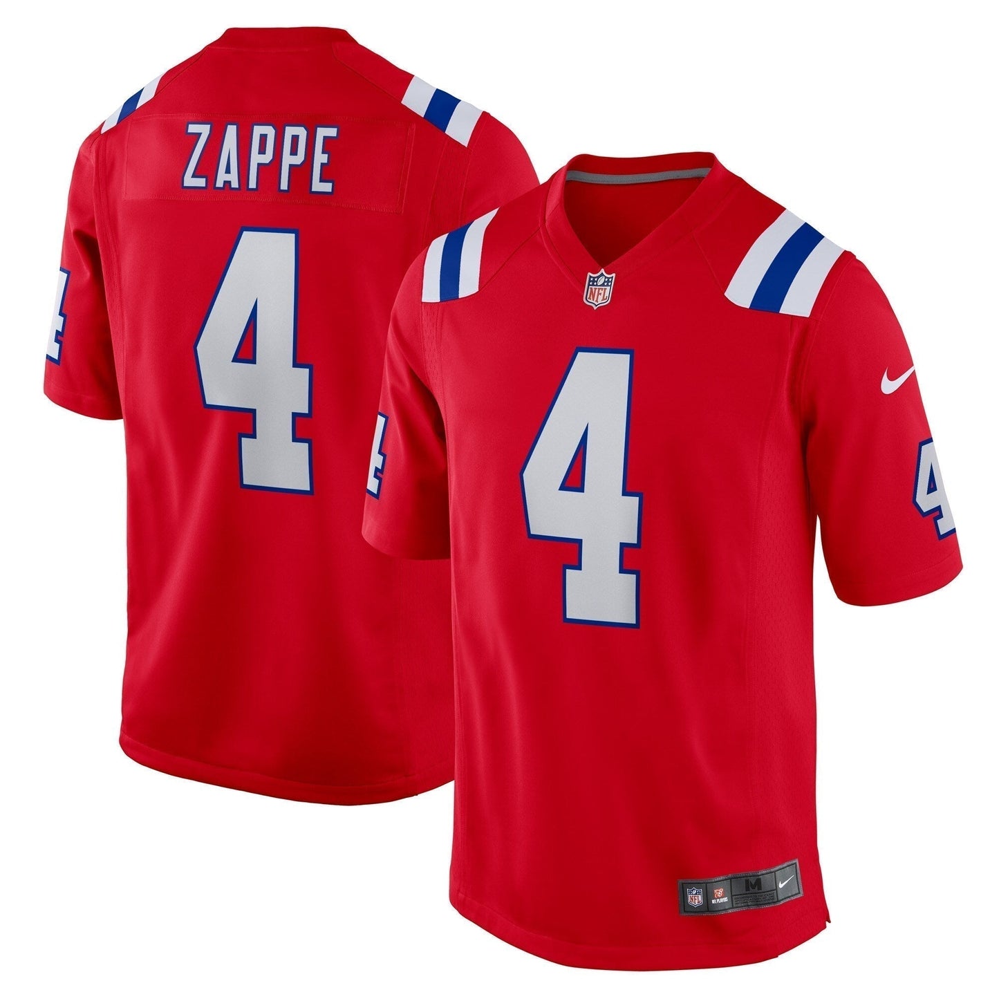 Bailey Zappe New England Patriots Alternate Game Jersey - Red football jersey product view 1