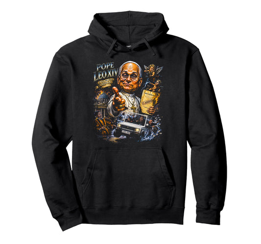 80S Pope Leo Xiv Catholic Streetwear Hoodie - Streetwear Style Unisex - T-Shirt, Sweatshirt, Hoodie