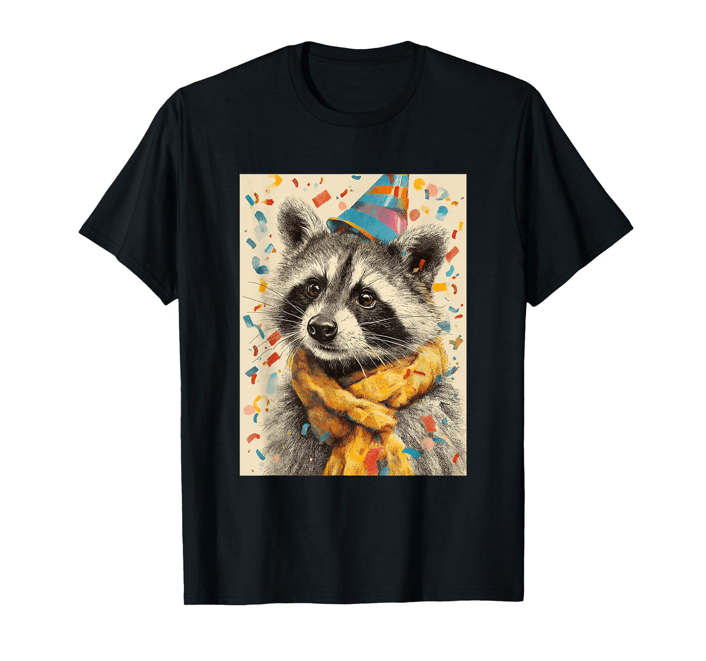 Raccoon Birthday Confetti Pop Art T-Shirt - Streetwear Style for Adults - T-Shirt, Sweatshirt, Hoodie
