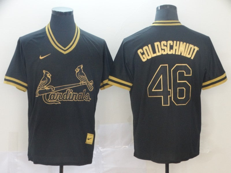 Men's St. Louis Cardinals Paul Goldschmidt #46 Black Replica Baseball Jersey baseball jersey product view 1