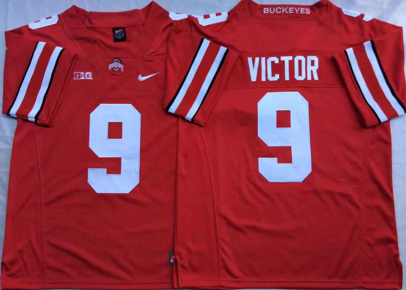 Men's Ohio State Buckeyes Binjimen Victor Scarlet Player Game Jersey sports jersey product view 1