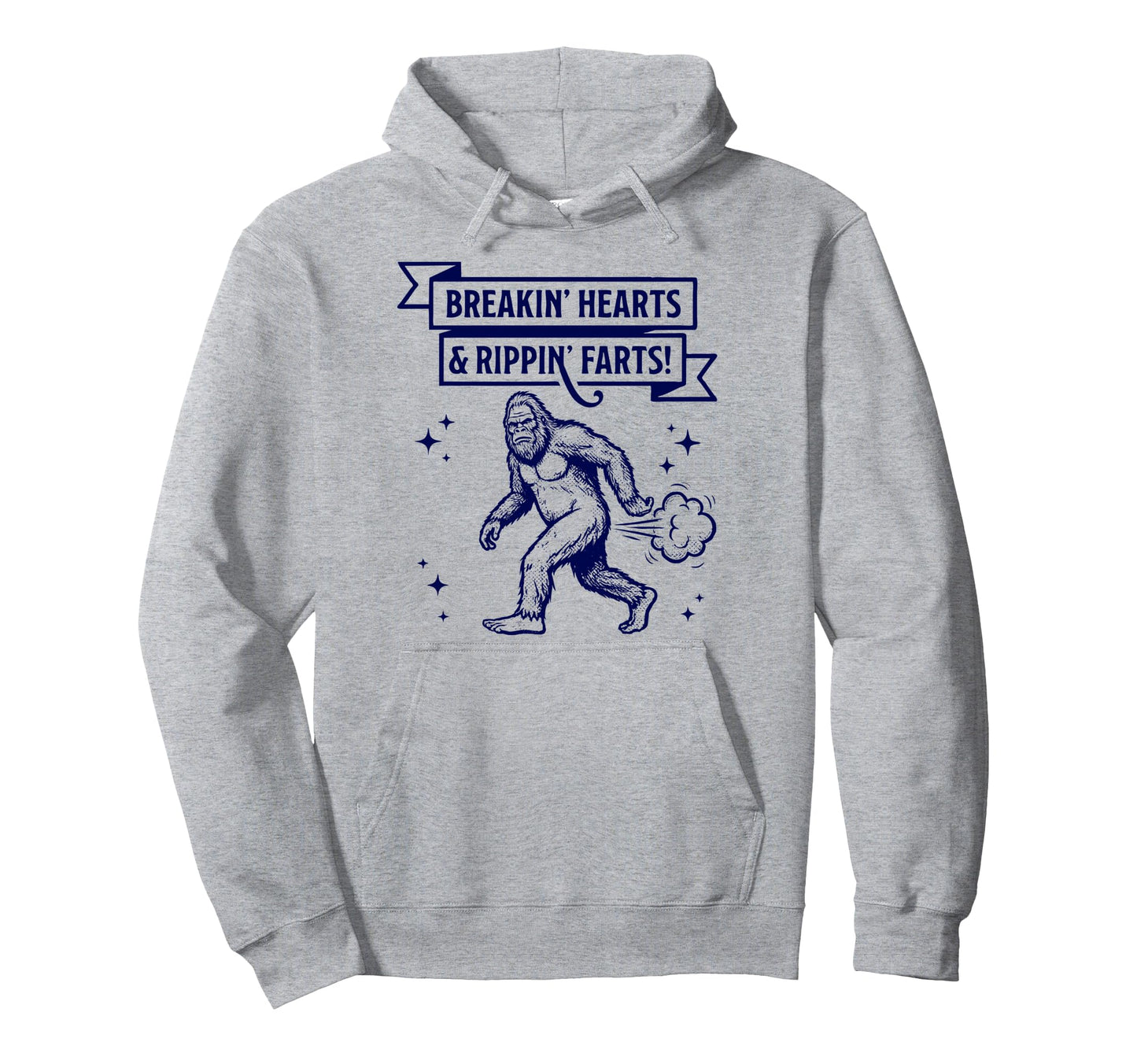 Breakin Hearts Rippin Farts Bigfoot Hoodie - Fun Novelty Design for Adults - T-Shirt, Sweatshirt, Hoodie