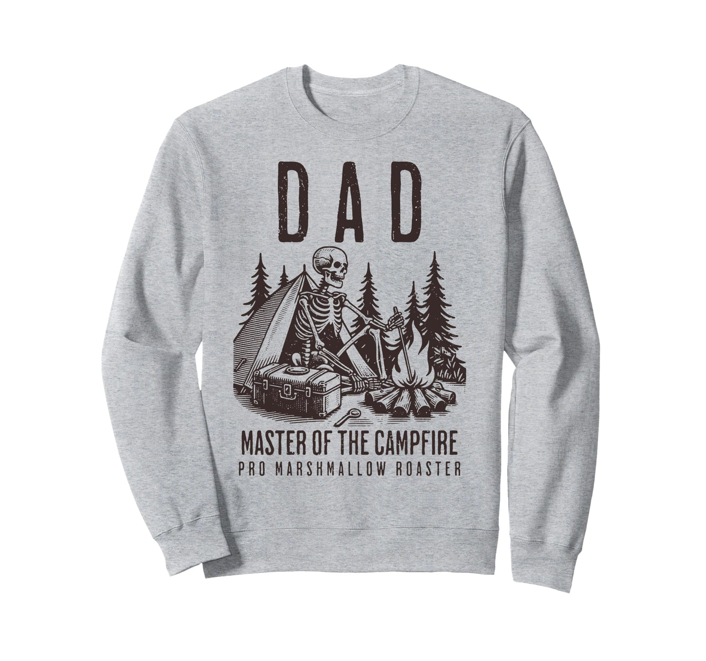 Dad Master Campfire Skeleton Camping Dad Sweatshirt - Graphic Print Unisex - T-Shirt, Sweatshirt, Hoodie