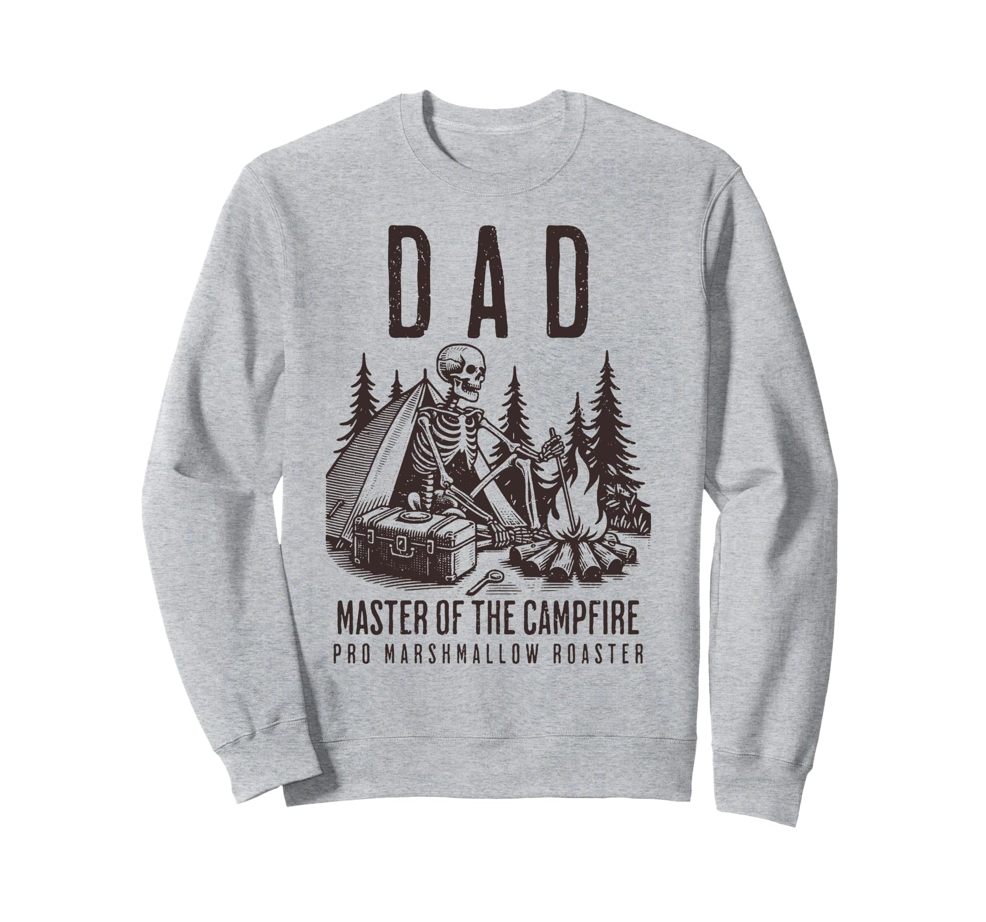Dad Master Campfire Skeleton Camping Dad Sweatshirt - Graphic Print Unisex - T-Shirt, Sweatshirt, Hoodie