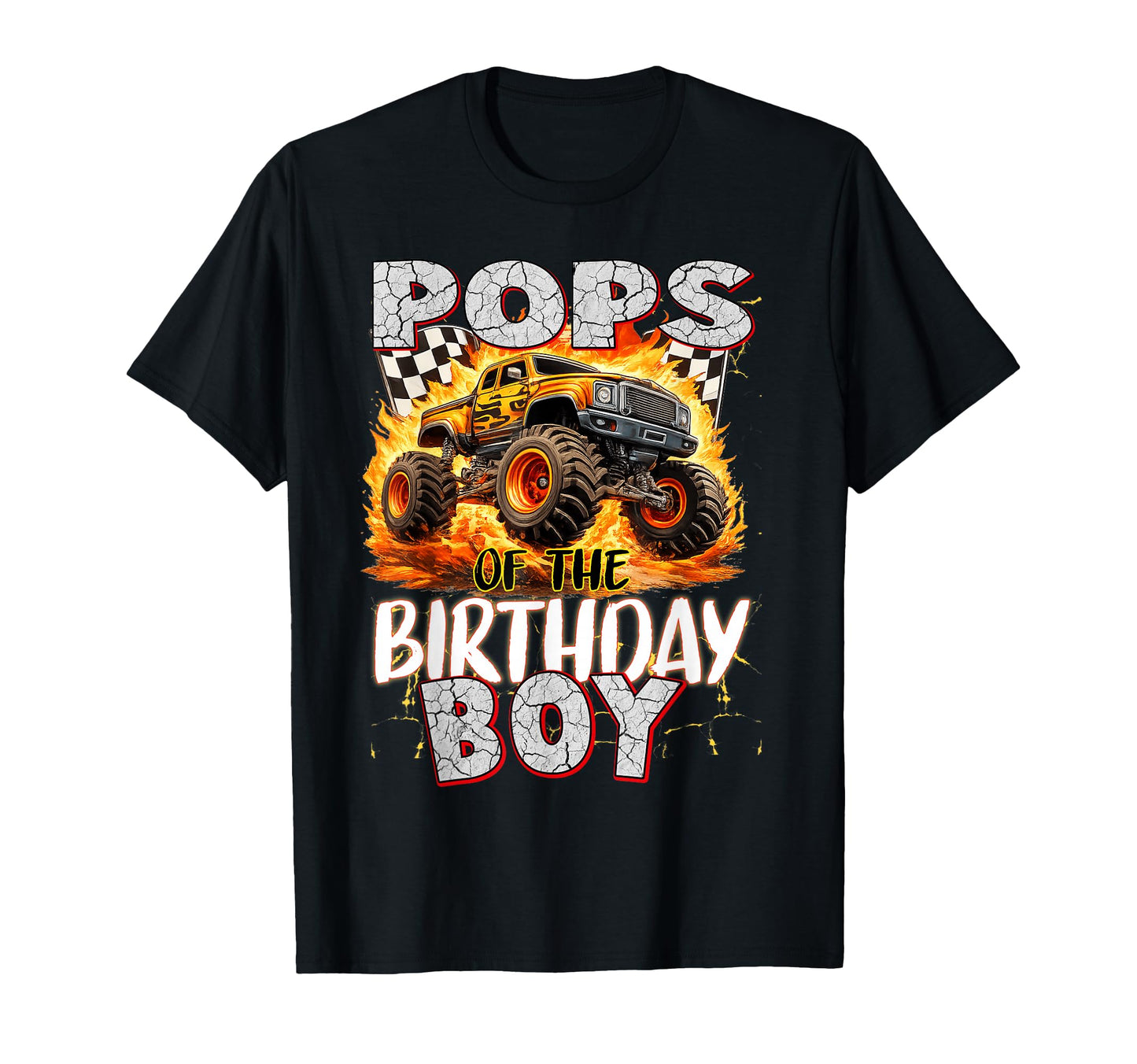 Pops Birthday Monster Truck Birthday T-Shirt - Custom Art Print Unisex - T-Shirt, Sweatshirt, Hoodie