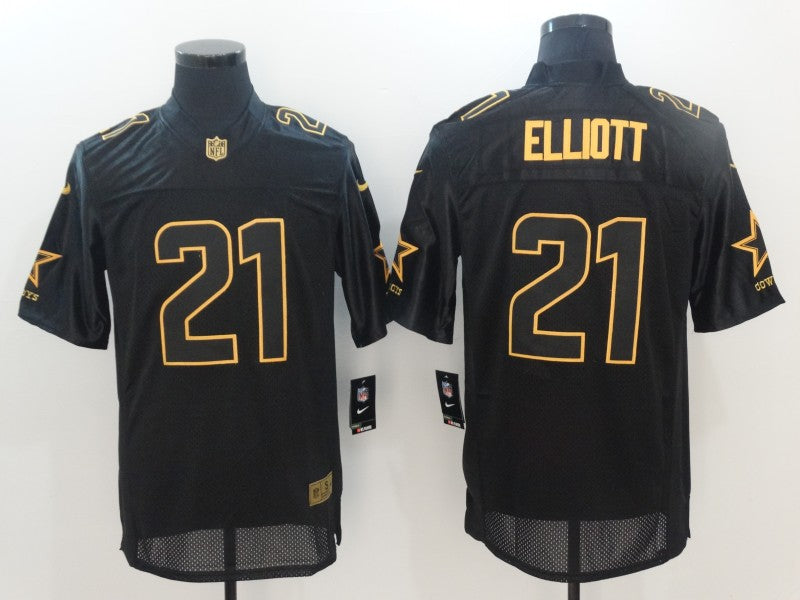 Men's Dallas Cowboys #21 Ezekiel Elliott Black Game Team Jersey1 football jersey product view 1