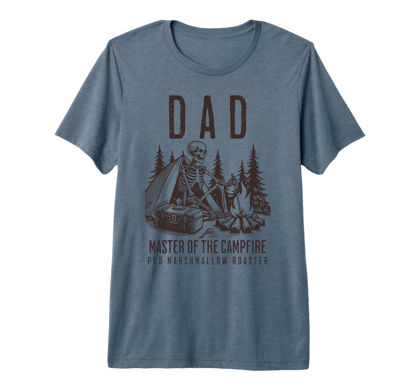 Dad Master Campfire Skeleton Camping T-Shirt - Novelty Apparel for Adults - T-Shirt, Sweatshirt, Hoodie