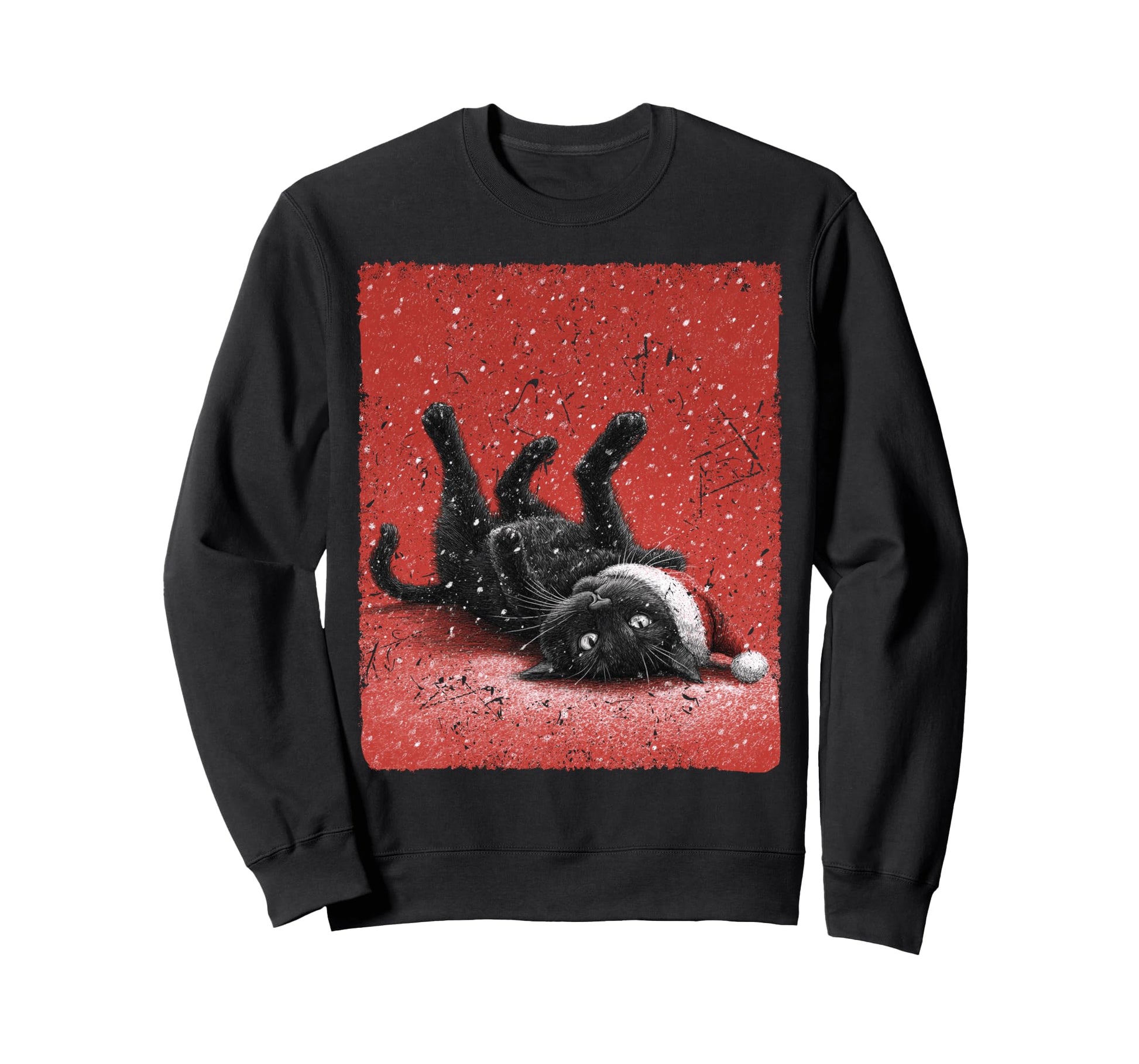 Pop Art Black Cat Winter Designer Sweatshirt - Streetwear Style for Adults - T-Shirt, Sweatshirt, Hoodie